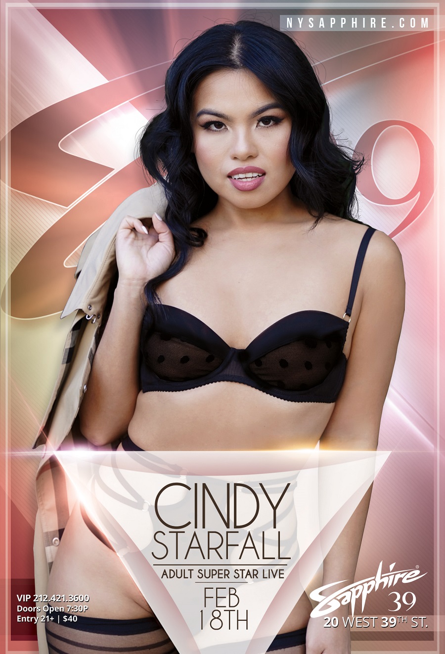 Cindy Starfall to Headline Sapphire Gentlemen’s Club in NYC for One Night Only Show Feb. 18th