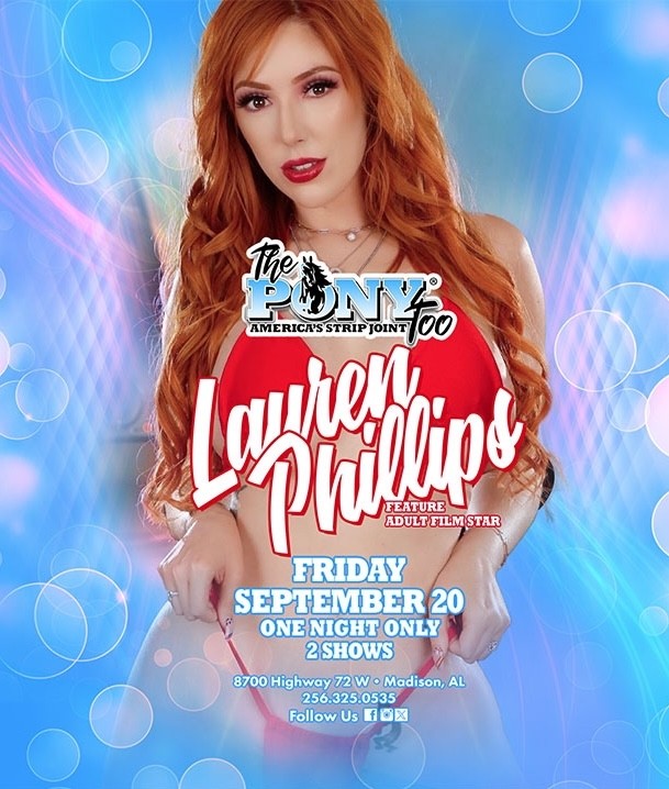 Lauren Phillips Headed to Alabama to Feature at The Pony Too & Rocket City Showgirls