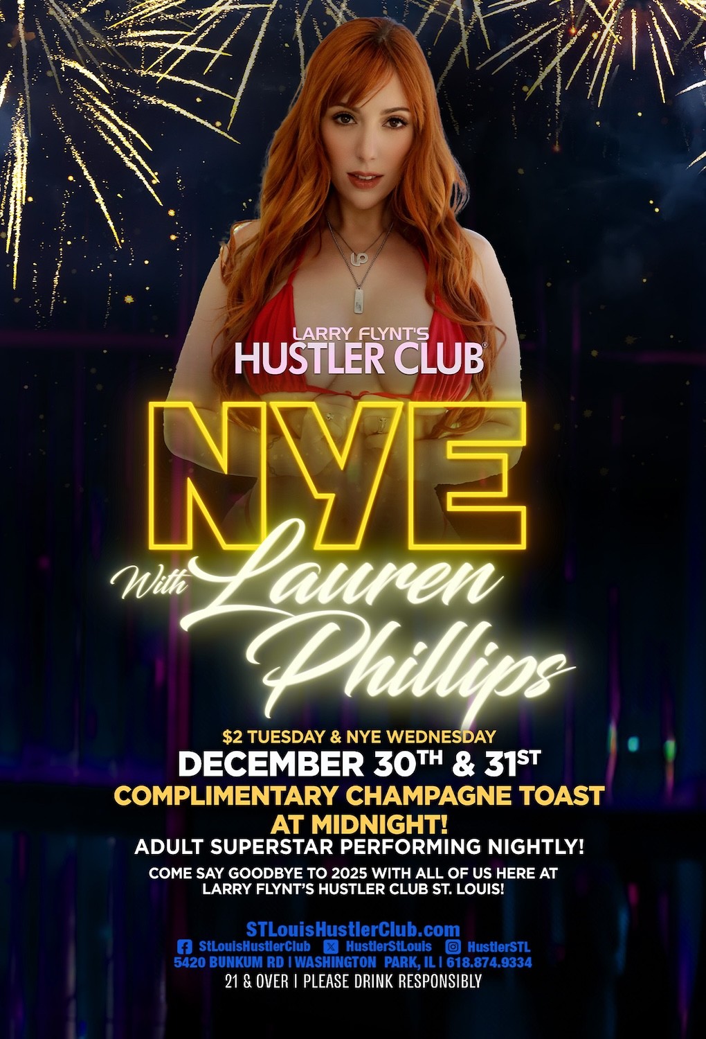 Start NYE Party Early with Lauren Phillips at St. Louis Larry Flynt’s Hustler Club