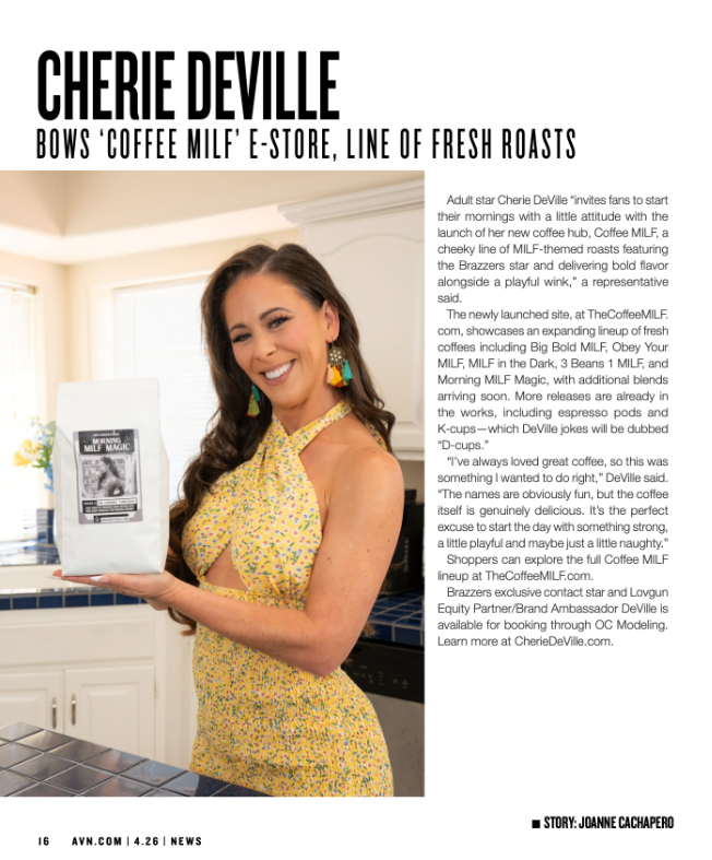 Cherie DeVille Brews Up AVN Feature With Coffee MILF Spotlight