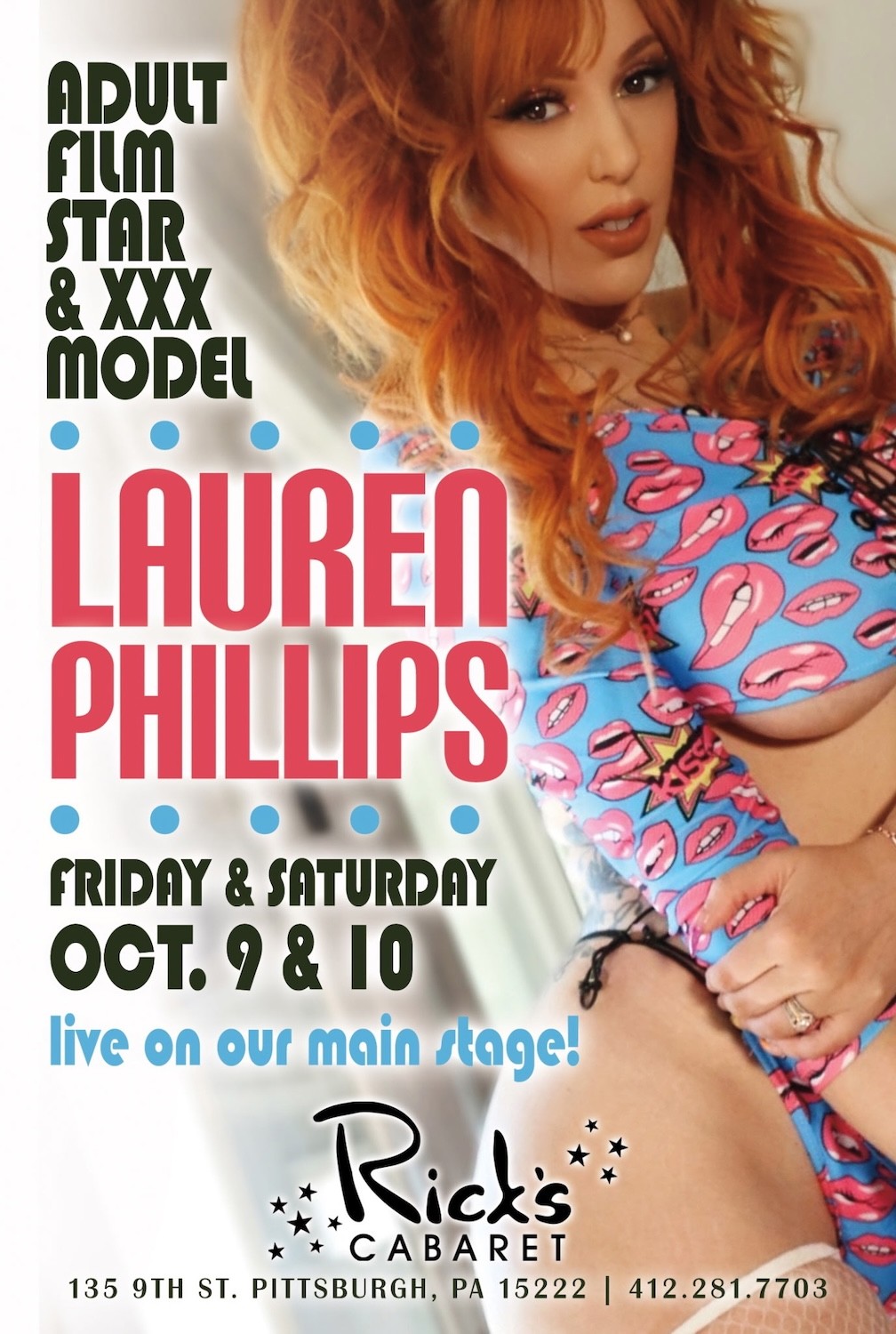 Lauren Phillips Headlining 2 Nights at Rick’s Cabaret in Pittsburgh, PA